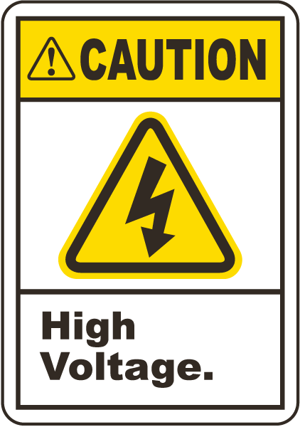 Caution High Voltage Label by SafetySign.com - J6703