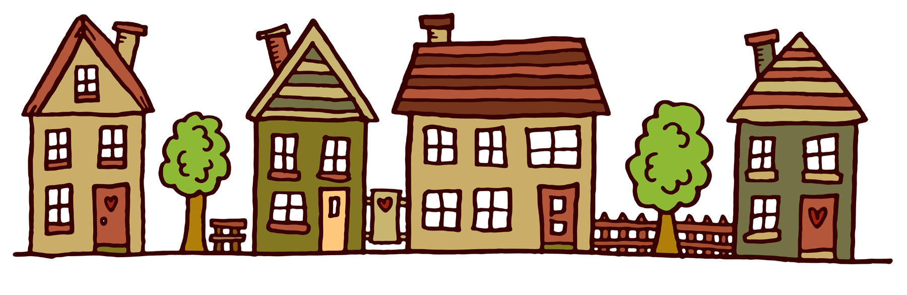 Images For > Row Of Houses Clipart