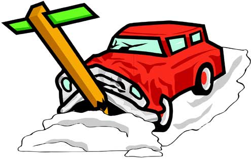 Red car crashed clipart