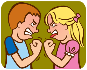 two kids fighting clipart