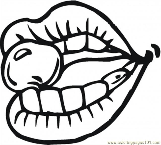 Cherry In The Mouth Coloring Page - Free Body Coloring Pages ...