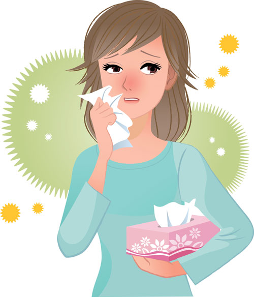 Sick woman with the flu clipart