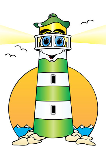 Lighthouse Cartoon Green White" by Graphxpro | Redbubble