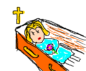 Dead woman in a coffin (drawing by PG-