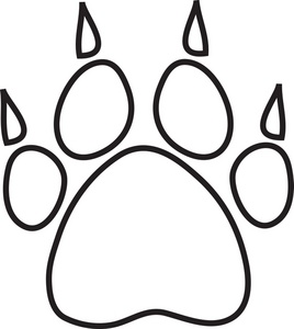 Paw Prints Clipart Image - Black and white dog paw print coloring page