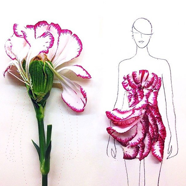 Artist Turns Real Flower Petals Into Fashion Design Illustrations ...