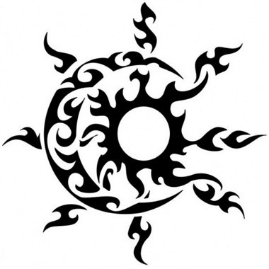 Tattoo of black patterned moon and sun - Tattoo.tf