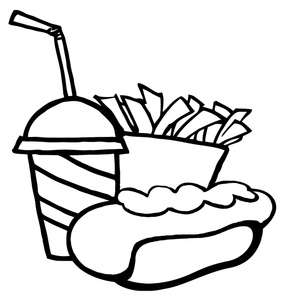 Hot dog clipart black and white