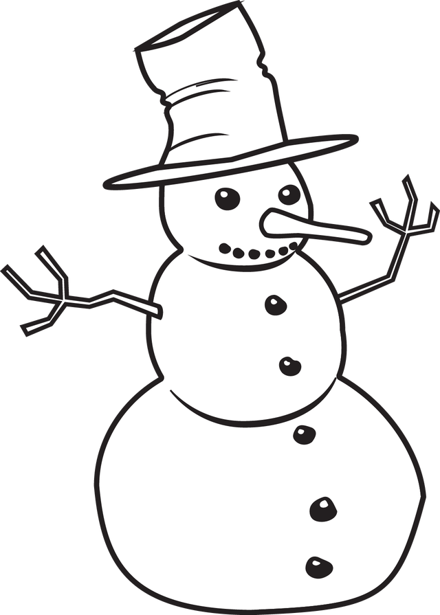 Clipart snowman black and white