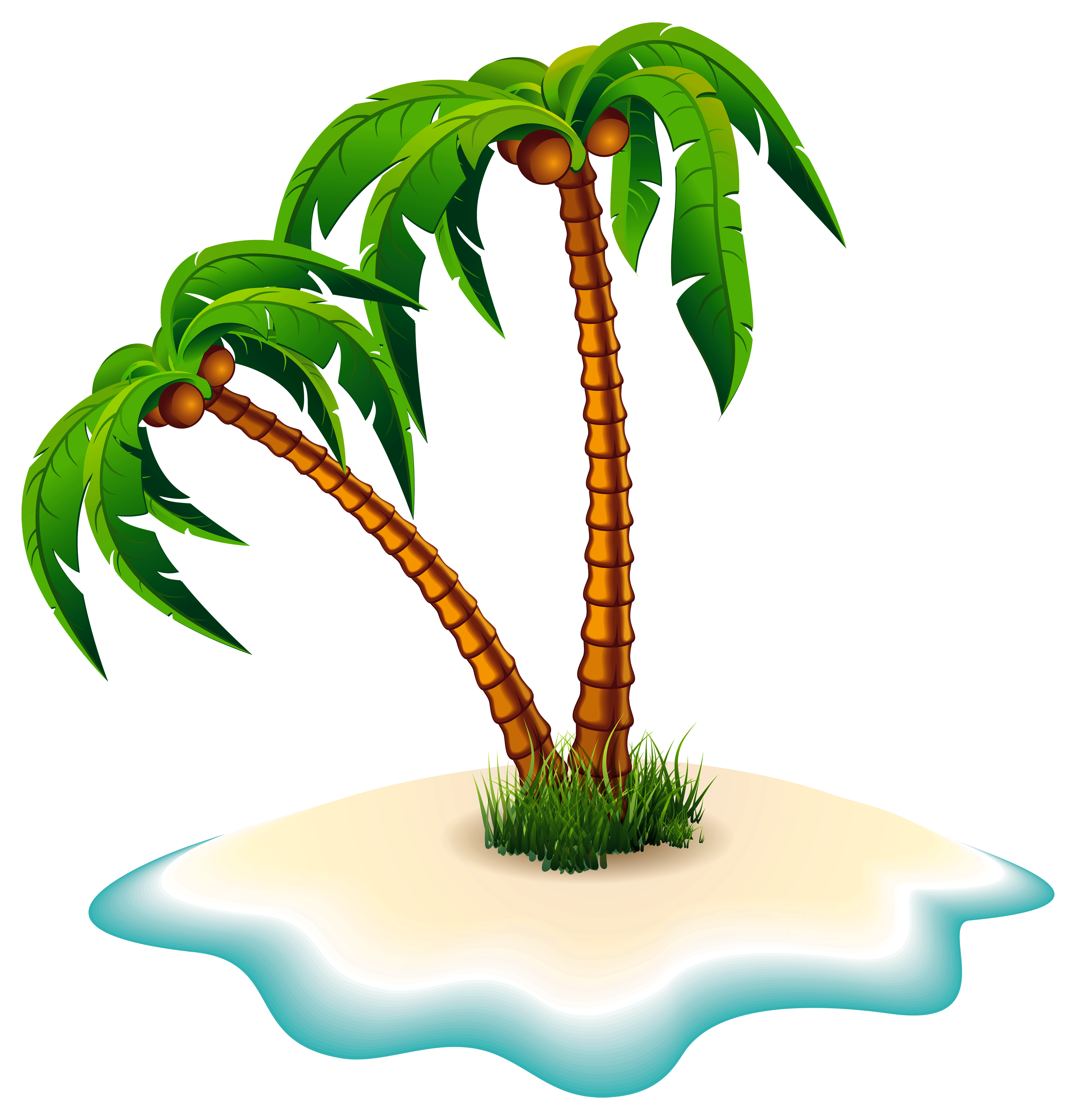 Palm Trees and Island PNG Clipart Image