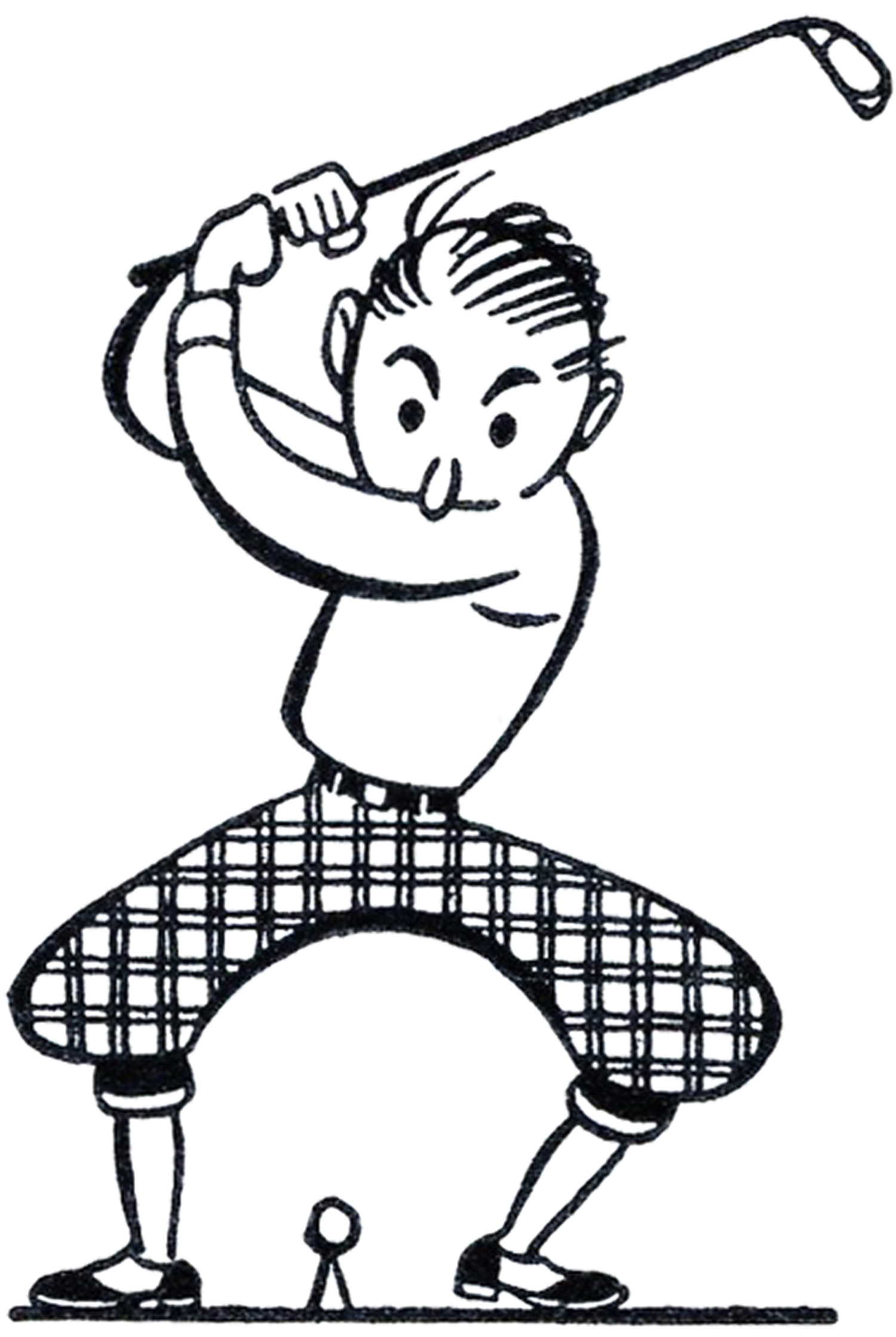 Funny Golf Black And White Clipart