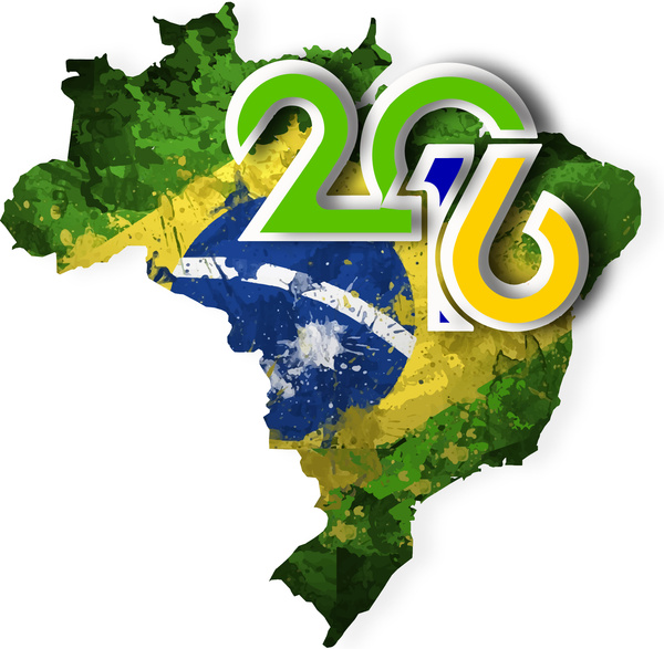 Flag and map of olympic brazil 2016 Free vector in Adobe ...