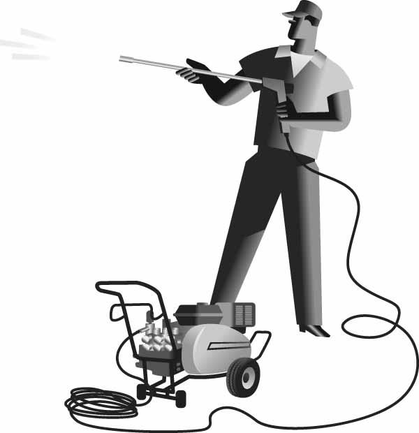 Man holding pressure washer clipart