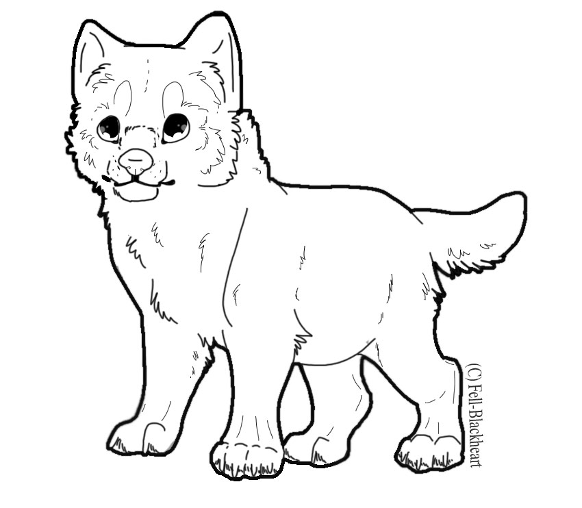 Free PSD Wolf Pup Lineart