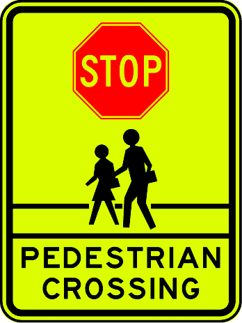 Pedestrian Crosswalk Stop Sign by SafetySign.com - X5640