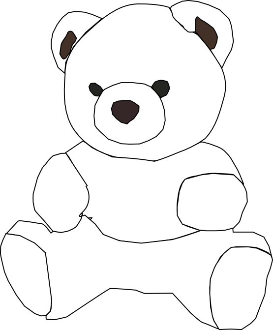 Clip Art: Teddy Bear Black White Line Art ...