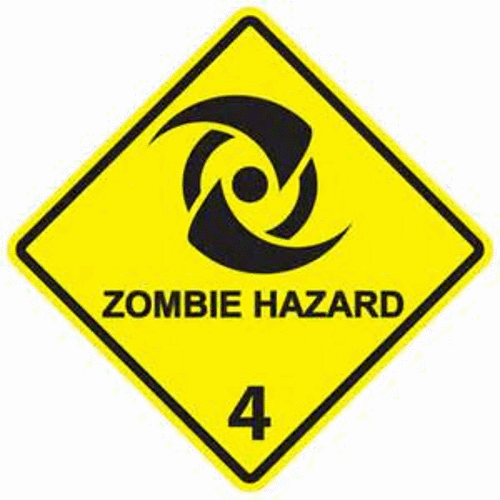 HU021 - ZOMBIE HAZARD 4 HUMOROUS SIGNS - Humorous Signs