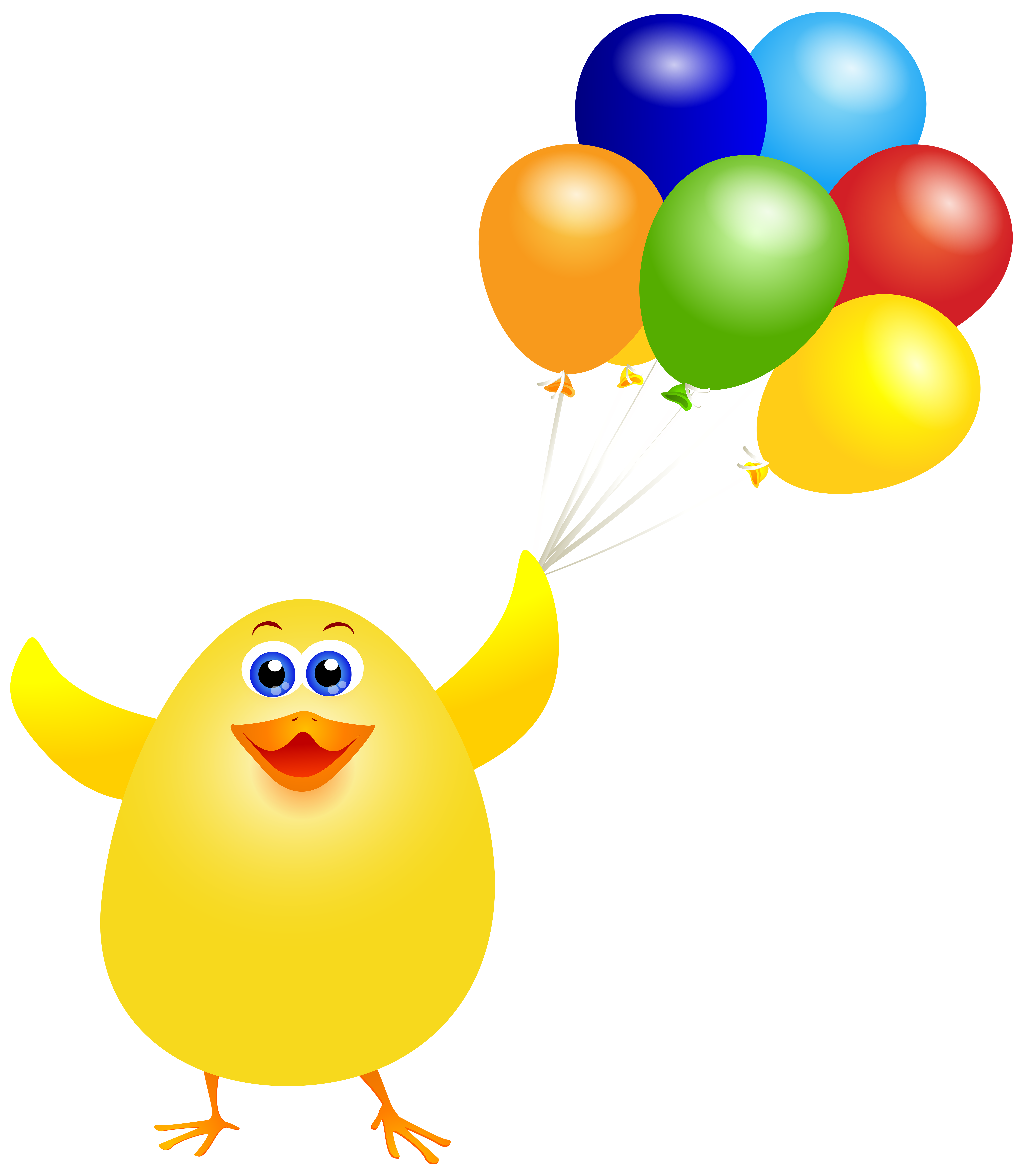 Easter Chicken with Balloons PNG Clip Art Image