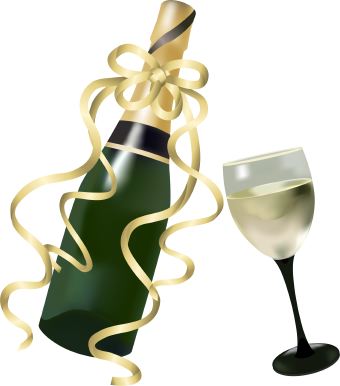 Wine bottle and glass clipart