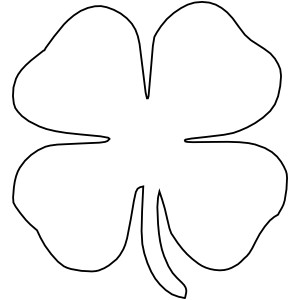 Four leaf clover black and white clipart