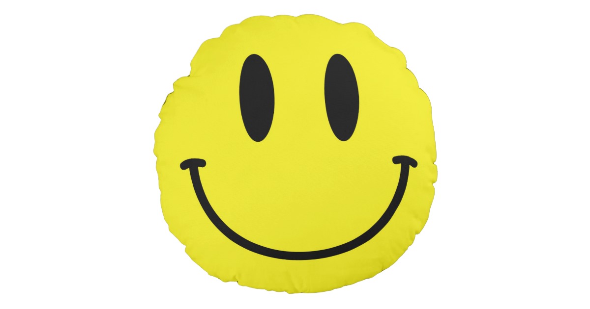 Smiley Face and Sad Face Yellow Round Pillow | Zazzle