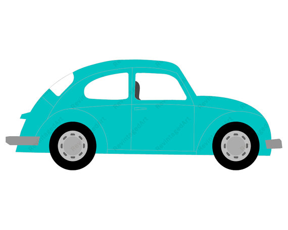 Retro VW Beetle Clip Art // Volkswagen Bug Cars by RevintagedArt