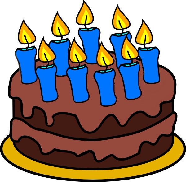 Birthday cake with candles for 11 year old boy clipart