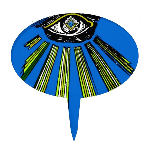 Blue All Seeing Eye Square and Compass Mason Cake Topper from Zazzle.