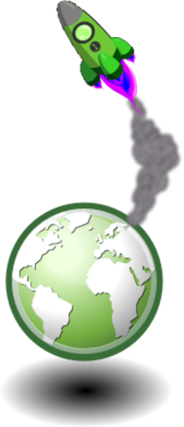 world globe with a rocket flying from it - vector Clip Art