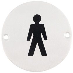 Men Bathroom Sign - Stainless Steel Round Men Bathroom Sign - KegWorks