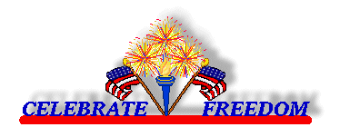 Patriotic Clip Art - Fireworks - USA Flags - Celebrate Freedom - Line