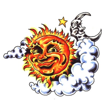 Happy sun and moon tattoo - Here my tattoo