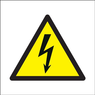 Electricity Symbol Hazard Safety Sign - White Background - Blitz Media