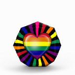 Rainbow Heart Gay Pride Flag with Star Burst Cloth Napkin from Zazzle.