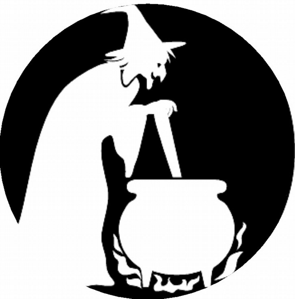 Scary Pumpkin Stencils Witch With Cauldron Playsational ClipArt