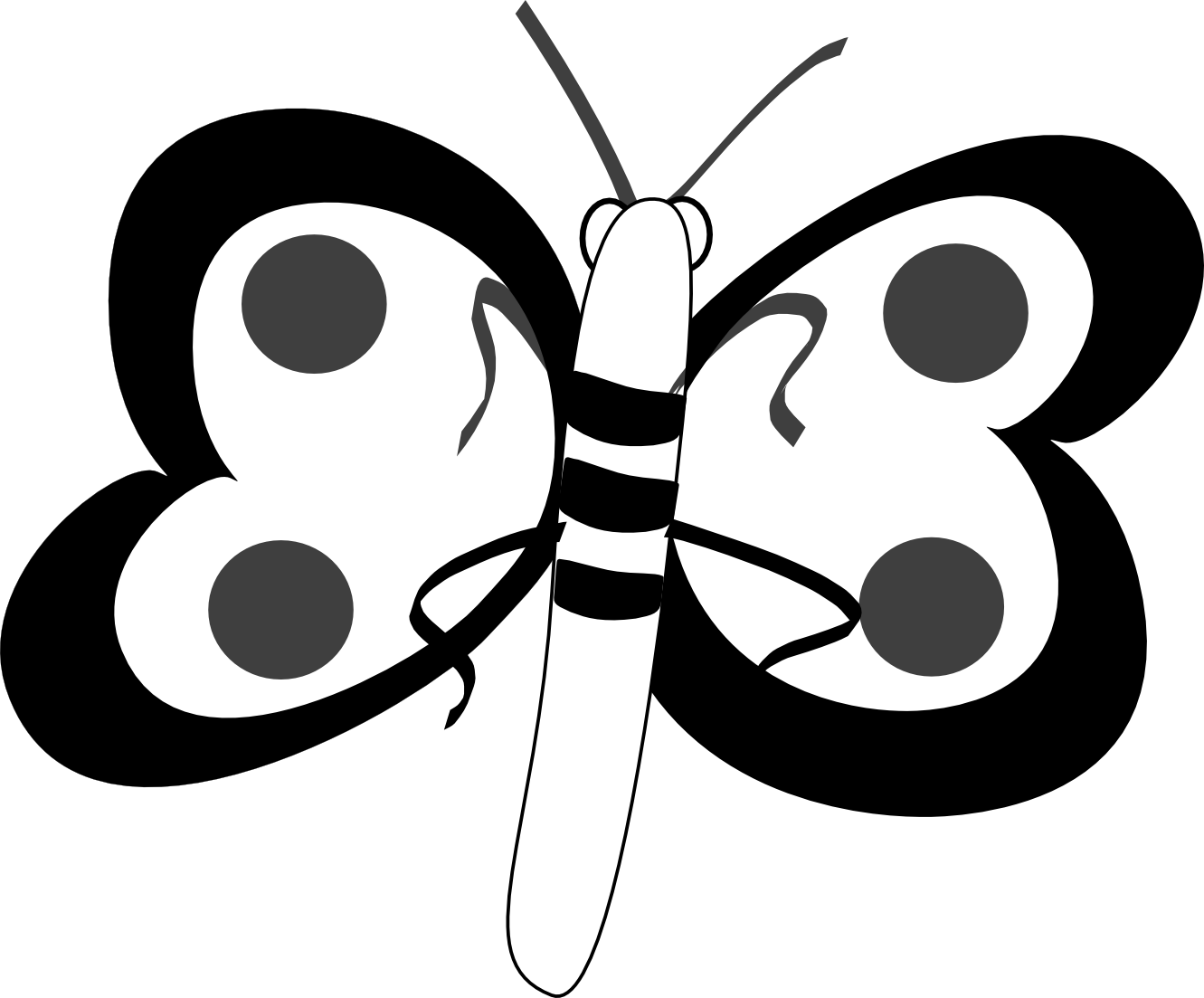 Butterfly 32 Black White Line Art SVG Inkscape Adobe Illustrator ...