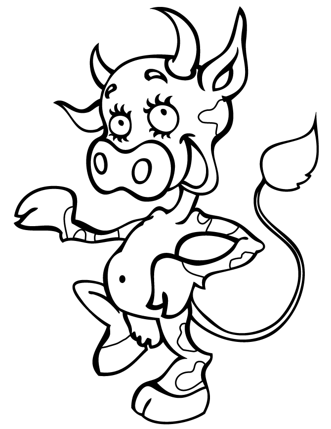 Smiling Happy Cow For Kids Coloring Page | Free Printable Coloring ...