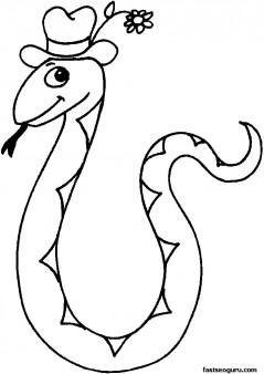 Print out animals Snake Wearing Hat With Flower coloring pages ...