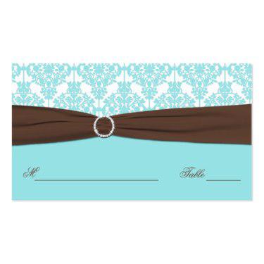 Todeka's blog: Tiffany Blue Damask With Brown Placecards Order 100 ...