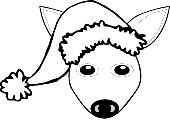 palomaironique fawn face cartoon with santa hat black white line ...