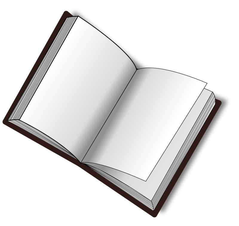 Black and white open book clipart no background