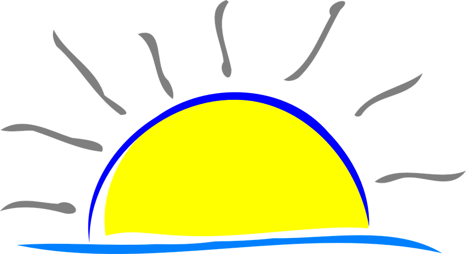 Sun setting over water clipart black transparent