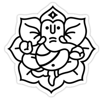 Ganesh Ganesa Ganapati 2 Black Outline" Stickers By MysticIsland ...