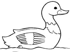 Black and white clipart of duck