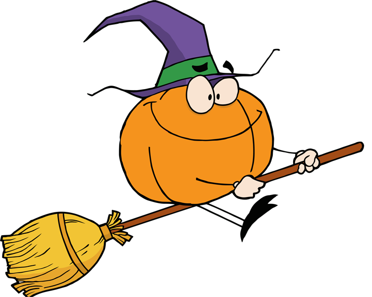 Witch on a broom clipart