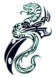 Tattoo Sales: Green Tribal Snake and Dagger Temporary Tattoo - Buy ...