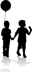 Kids Clipart Image - Young Children Holding Hands