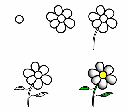black and white pictures of cartoon flowers