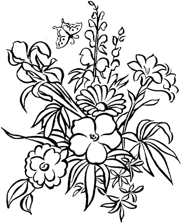 Coloring Pages Of Flowers For Adults | Free Download Kids Coloring ...