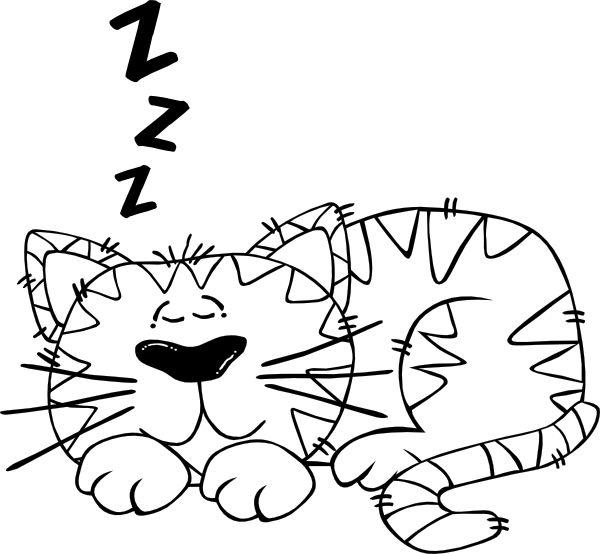 Cartoon Cat Sleeping Outline Clip Art - vector clip ...